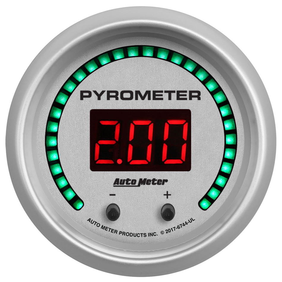 Auto Meter EGT Gauge, Ultra-Lite Elite, Digital, Electric, 0-2000 Degree F, 2-1/16 in, White Face, Each