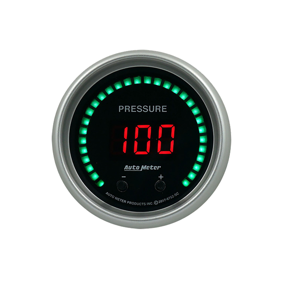 Auto Meter Pressure Gauge, Sport-Comp Elite, Digital, Electric, 0-1600 PSI/0-110 Bar, 2-1/16 in, Black Face, Each