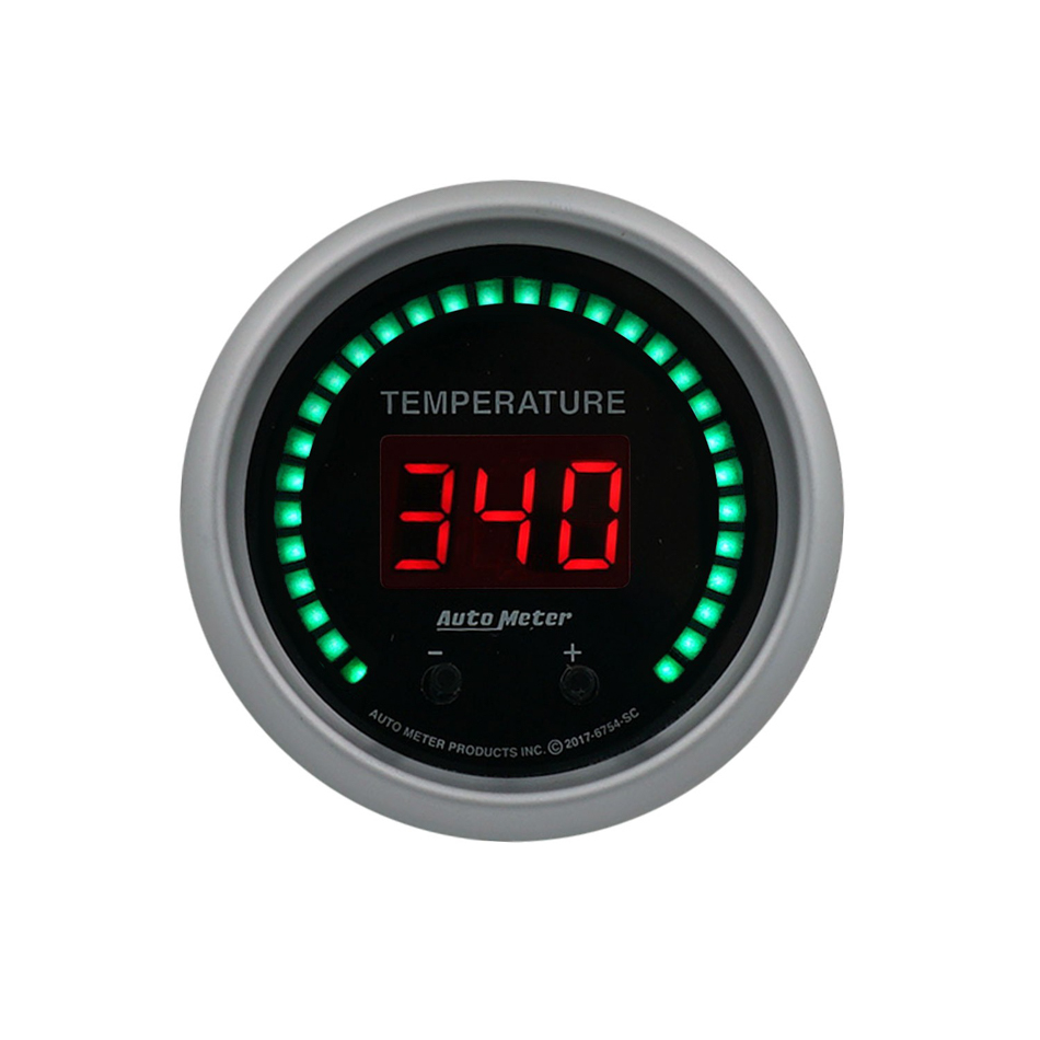 Auto Meter Temperature Gauge, Sport-Comp Elite, Digital, Electric, 60-340 Degree F/40-170 Degree C, 2-1/16 in, Black Face, Each
