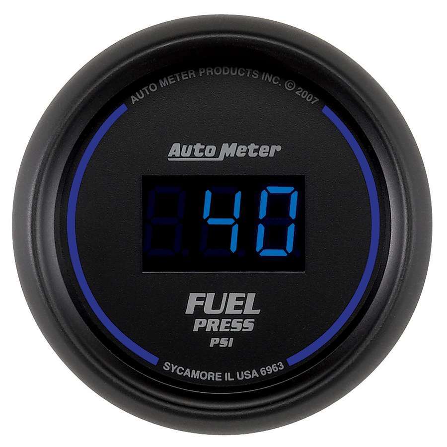 Auto Meter Fuel Pressure Gauge, Z-Series, 5-100 psi, Electric, Digital, 2-1/16" Diameter, Black Face, Each