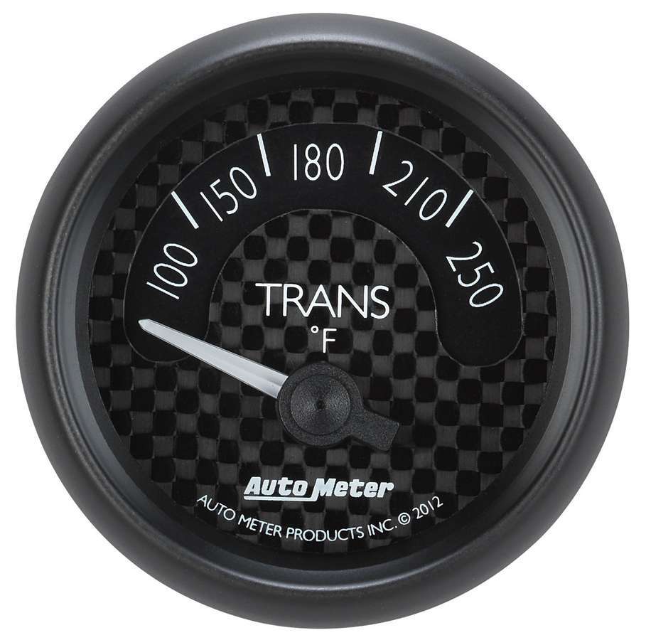 Auto Meter Transmission Temperature Gauge, GT-Series, 100-250 Degree F, Electric, Analog, Short Sweep, 2-1/16" Diameter, Carbon