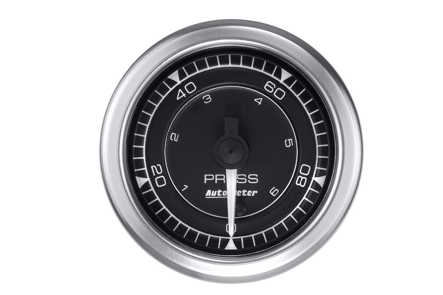 Auto Meter Pressure Gauge, Chrono Series, 0-100 psi, Electric, Analog, Full Sweep, 2-1/16" Diameter, Fittings/Harness/Hardware/S