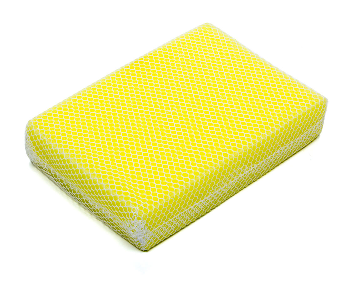 ATP Chemicals & Supplies Sponge Scrubber, Bug-Gone Scrubber, Mesh Covered Sponge, White / Yellow, Each