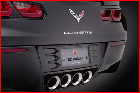 Altec C7 Corvette New Custom Curved License Plate Frame, Carbon Flash Painted
