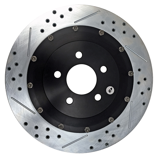 BAER Brake Rotor, EradiSpeed + 2, Rear, Directional/Drilled/Slotted, 14.000" OD, 2 Piece, Iron, Natural, Ford Musta