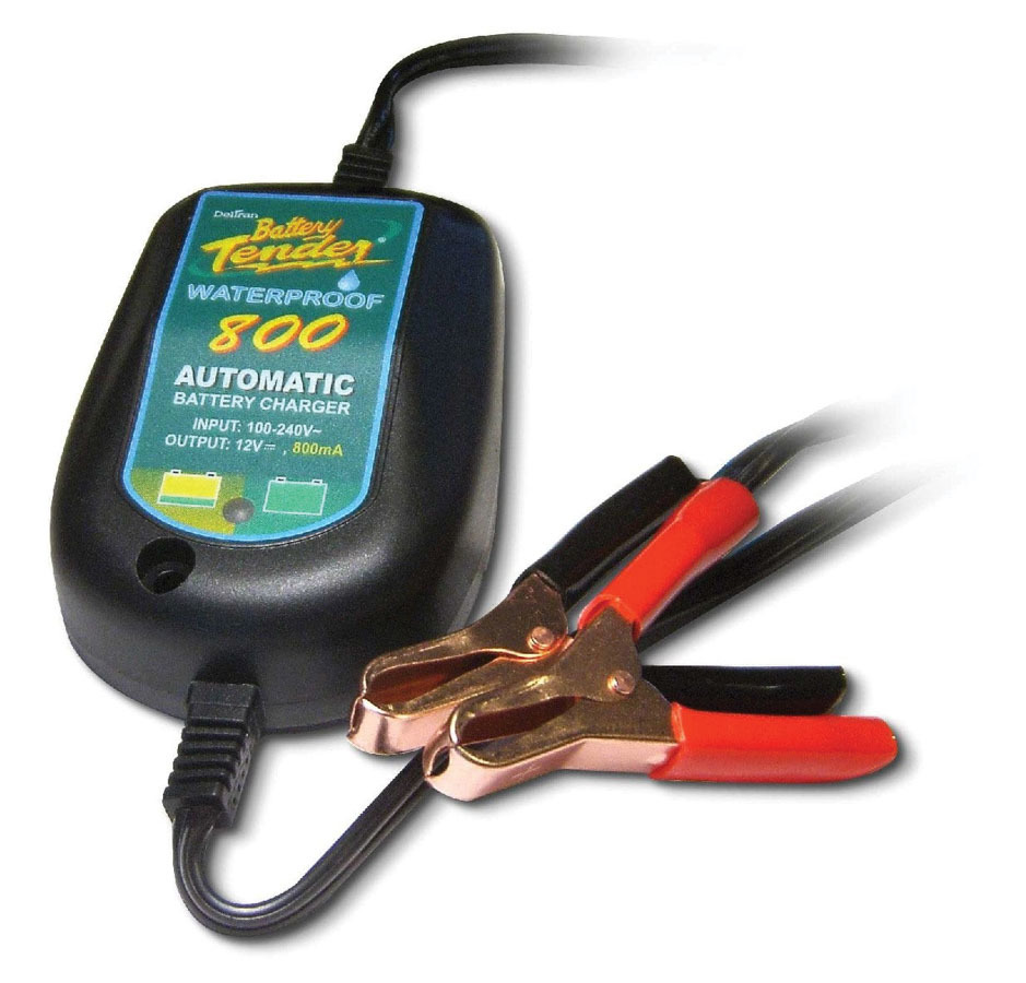 BATTERY TENDER Battery Charger, Battery Tender, Universal AC Input, Waterproof, 12V, 0.8 amp, Supersmart Technology, Each