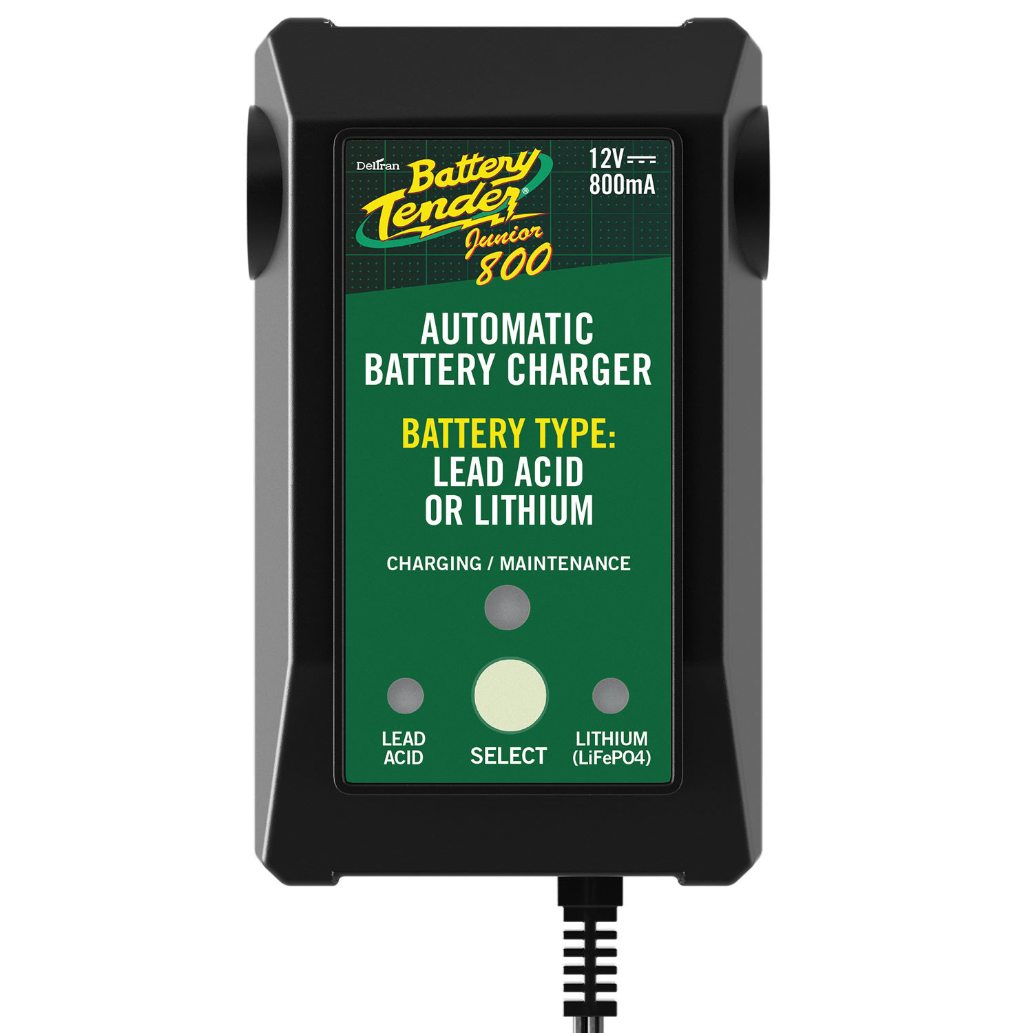 BATTERY TENDER Battery Charger, Battery Tender Junior, 12V, 0.8 amp, 4 Step Charging Program, Each