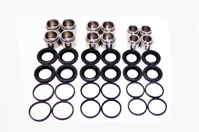 C6/ZR1, Camaro Z28, Gen 6 Camaro ZL1 Caliper Front Rebuild Kit, w/SS Pistons Boots and Seal Kit, Set of 12, High Temp