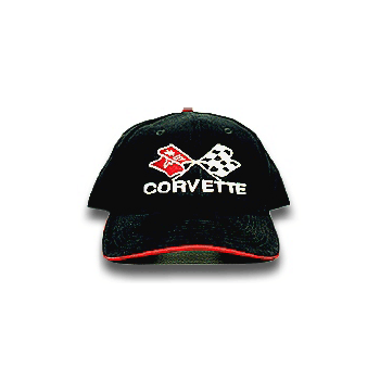 C3 Corvette Blk/Red Piping Low Pro Cotton Brushed Twill Hat B&B Tee's -BBHH019BLKRP