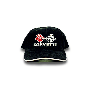 C3 Corvette Blk/Wht Piping Low Pro. Cotton Brushed Twill Hat B&B Tee's -