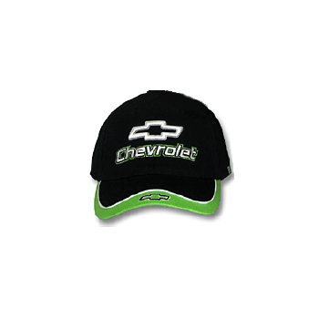 Chevrolet w/Bowtie Blk/Grn Trim Low Profile CottonTwill Hat B&B Tee's -