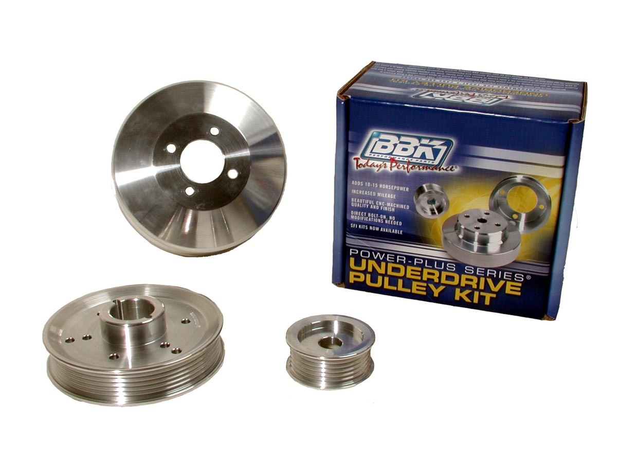 BBK Pulley Kit, Under Drive, 6 Rib Serpentine, Aluminum, Polished, Ford Modular, Ford Mustang 1996-2001, Kit