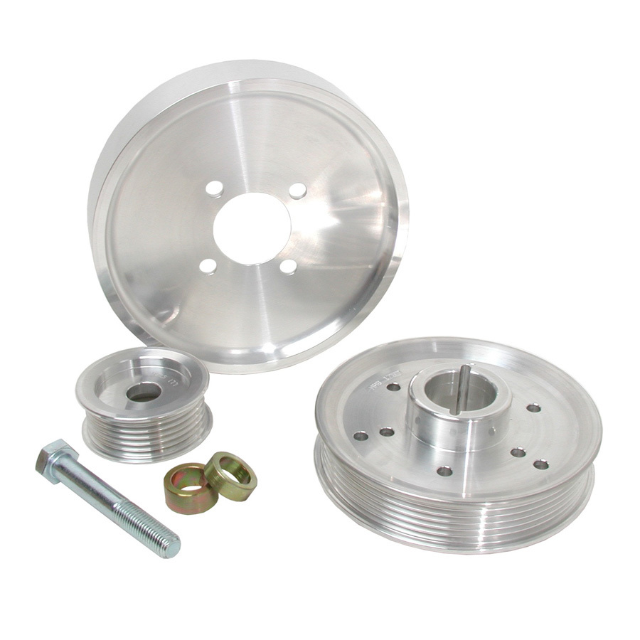 BBK Pulley Kit, Under Drive, 6 Rib Serpentine, Aluminum, Polished, Ford Modular, Ford Mustang 2001-04, Kit