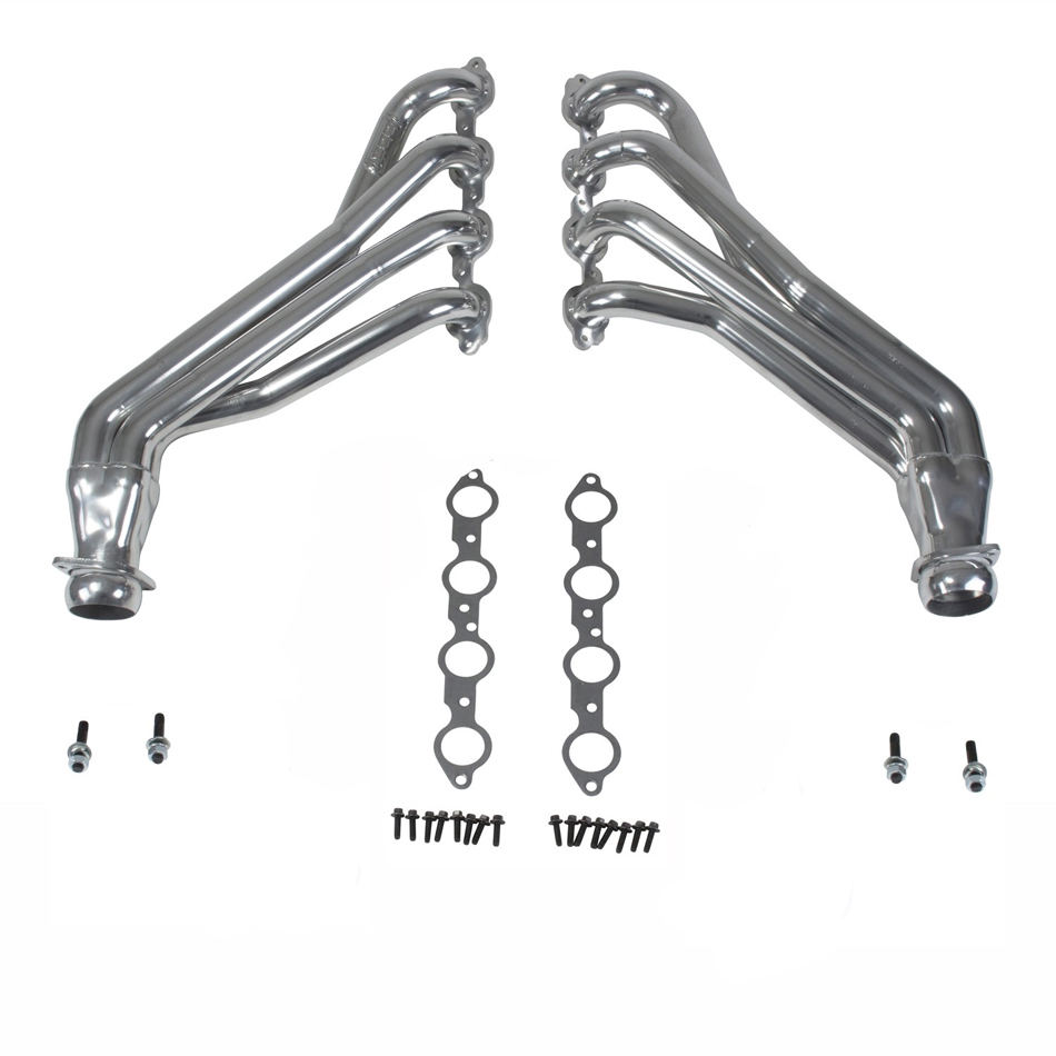 BBK Headers, Long Tube, 1-7/8" Primary, Stock Collector Flange, Steel, Polished Silver Ceramic, GM LS-Series, SS,