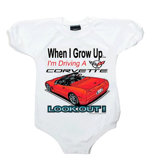 When I Grow Up I'm Driving a Corvette Wht Bodysuit -12M -BBKS0041Z