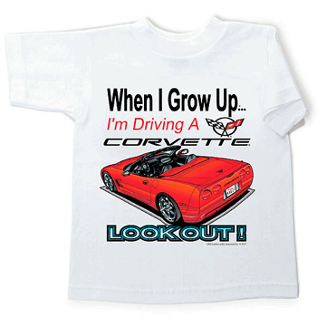 When I Grow Up I'm Driving a Corvette White Toddler Tee -10/12 -BBKS004T