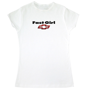 Fast Girl Chevrolet Bowtie White Cotton Ladies Fashion Tee -L -BBLS001T