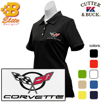 C5 Corvette Embroidered Ladies Cutter & Buck Ace Polo Red- XX Large -BDC5EPL830