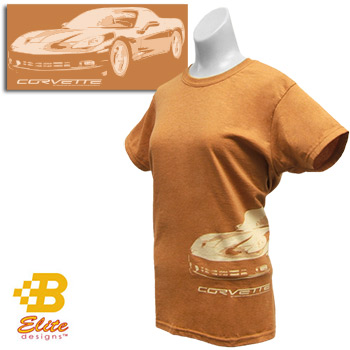 Corvette C6 Ladies Side Wrap T-Shirt Heather Cinnamon- Medium -BDC6STL901