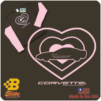 C5 Corvette Heart Made in USA Long Sleeved Layered Tee Shirt XLarge -BEC5ST8006