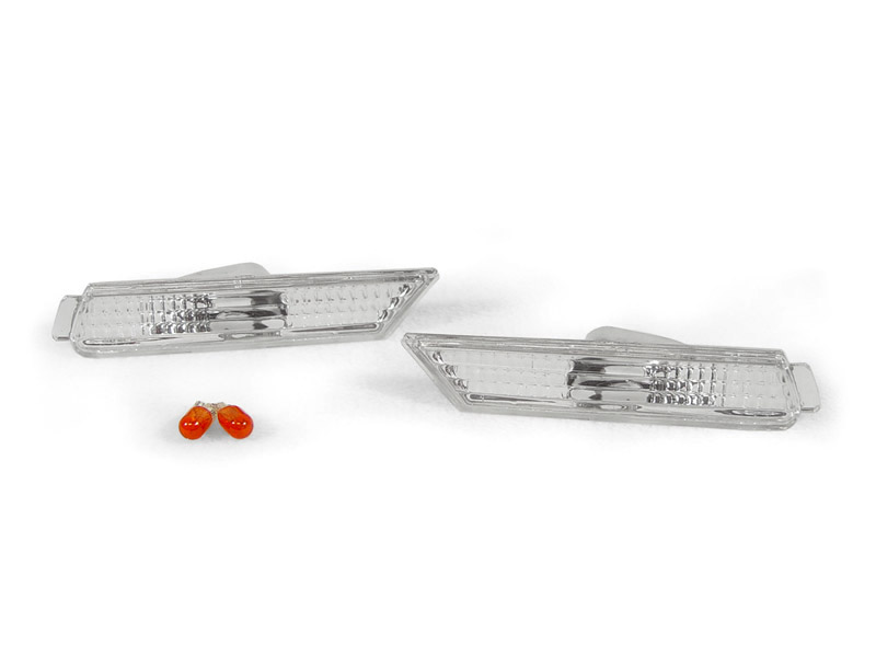 2010-2015 Chevrolet Camaro Front Crystal  Clear Side Bumper Side Marker Lights with Bulbs