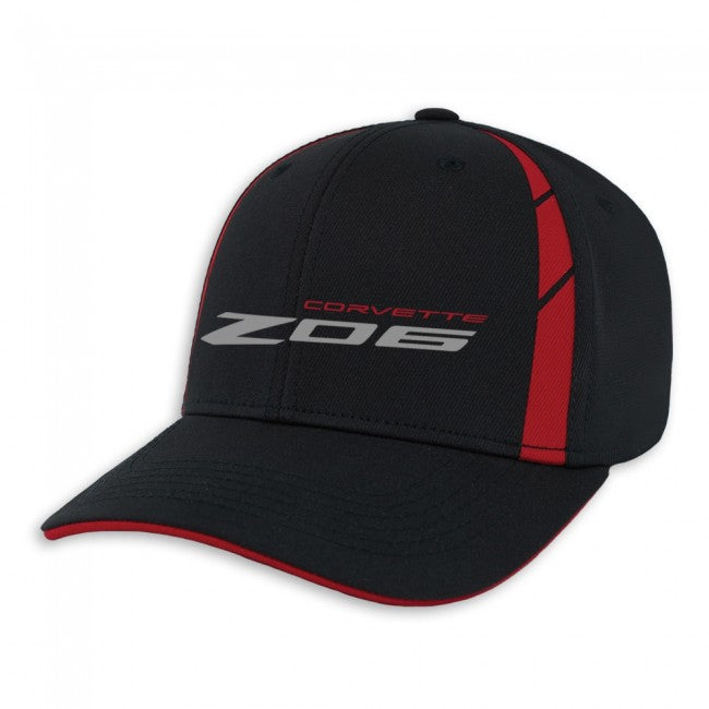 C8 Corvette Z06 Embroidered Sideline Cap, Black/Red
