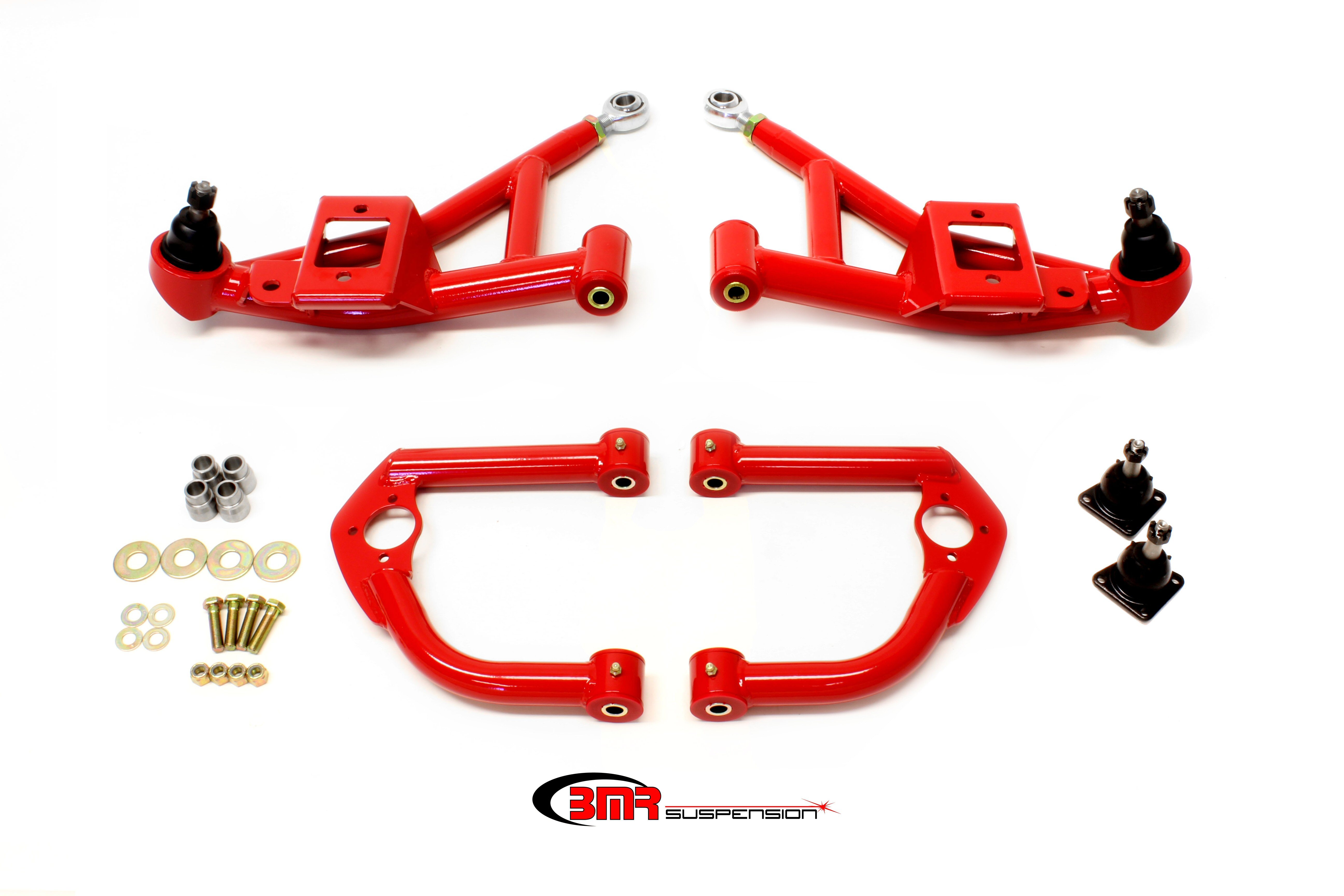 BMR Suspension Control Arm, Tubular, Lower/Upper, Polyurethane/Rod End Bushings, Steel, Red Powder Coat, GM F-Body 1993-2002,