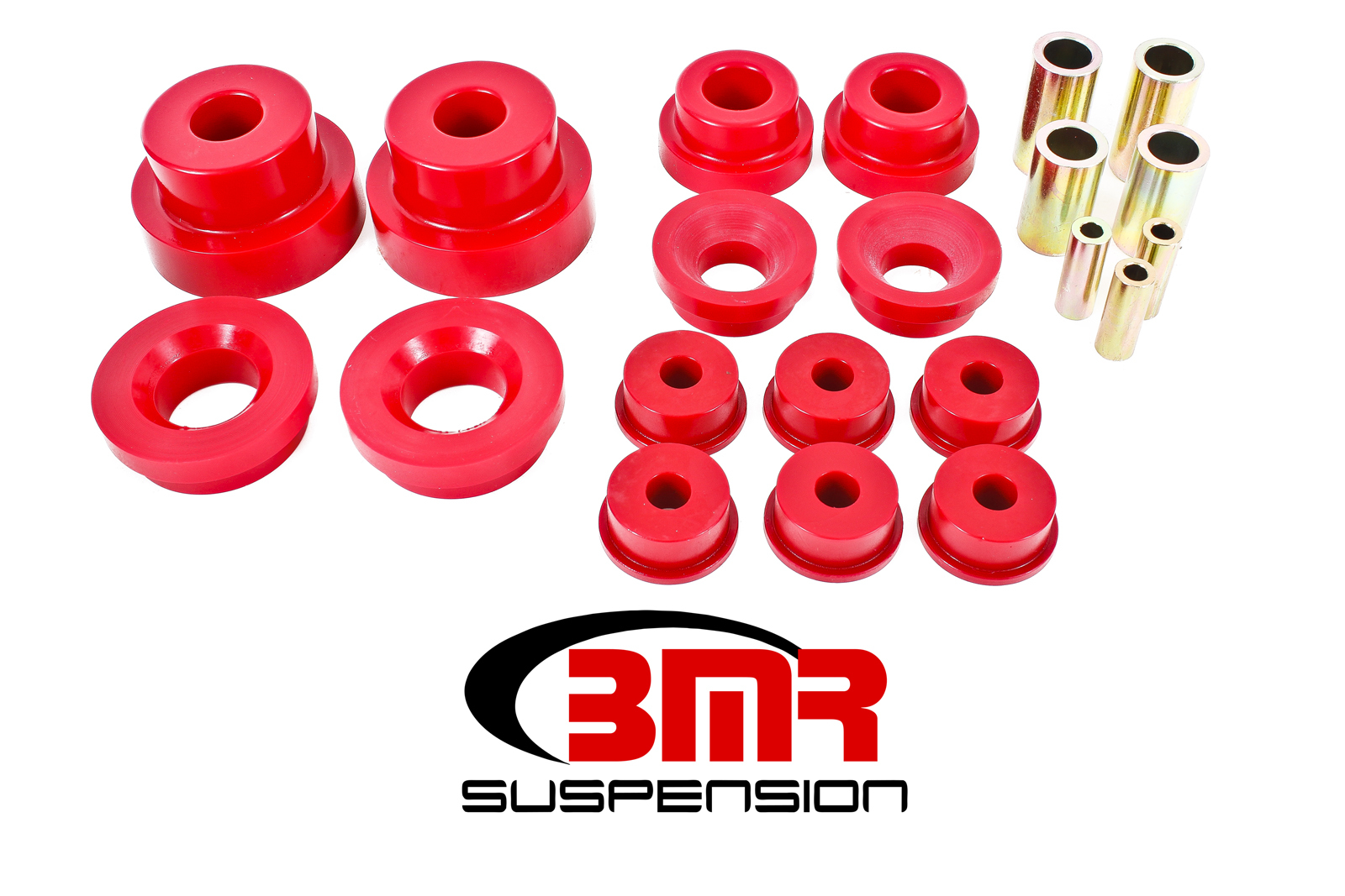 BMR Suspension Bushing Kit, Pro Version, Differential/Rear Cradle, Steel/Polyurethane, Red/Zinc Oxide, Chevy Camaro 2010-15,