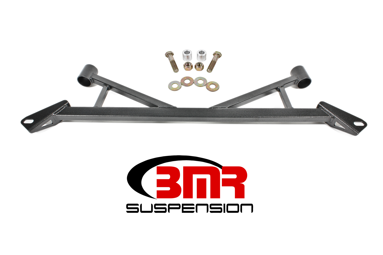 BMR Suspension Chassis Brace, 4-Point, Front Subframe, Tubular, Bolt-On, Steel, Black Powder Coat, Ford Mustang 2015-16, Kit