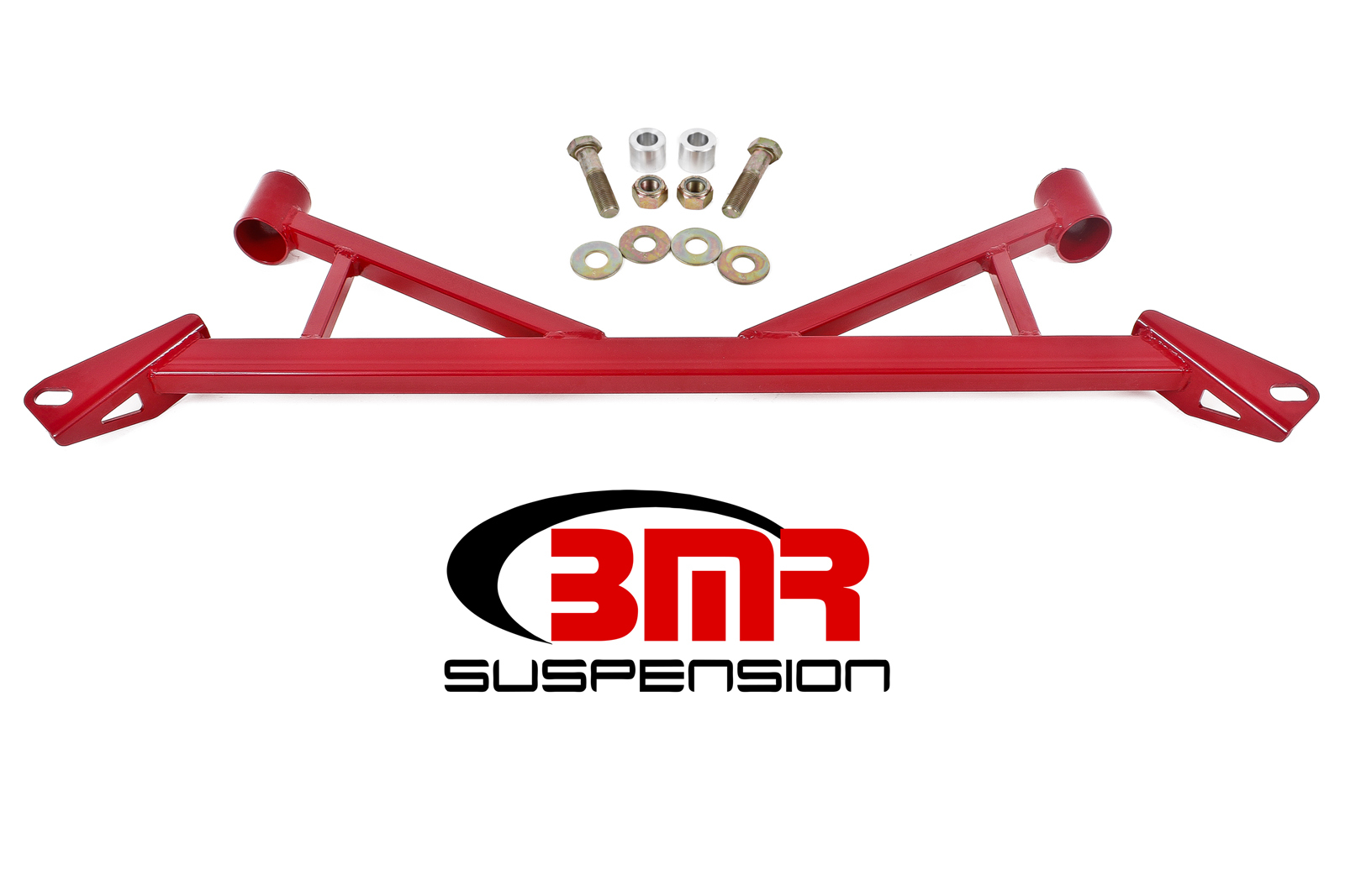 BMR Suspension Chassis Brace, 4-Point, Front Subframe, Tubular, Bolt-On, Steel, Red Powder Coat, Ford Mustang 2015-16, Kit