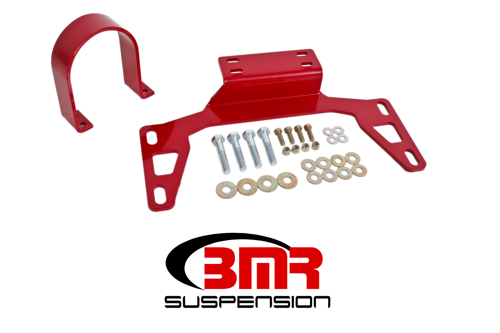 BMR Suspension Drive Shaft Loop, Bolt-On, Steel, Red Powder Coat, Ford Mustang 2011-14, Kit