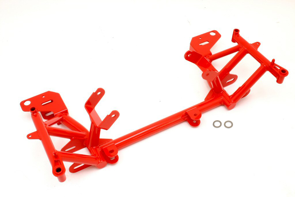 BMR Suspension K-Member, Tubular, Factory Steering Rack, Steel, Red Powder Coat, GM LS-Series, GM F-Body 1998-2002, Each