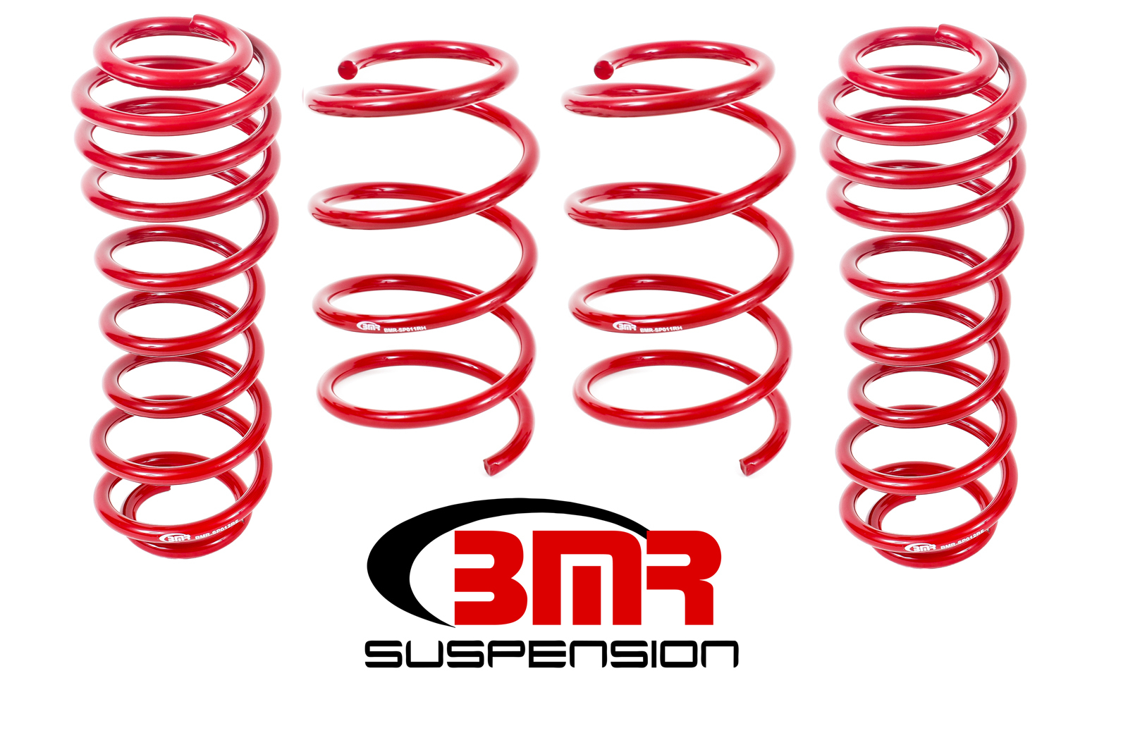 BMR Suspension Suspension Spring Kit, 1-1/2" Lowering, 4 Coil Springs, Red Powder Coat, Ford Mustang 2005-14, Kit