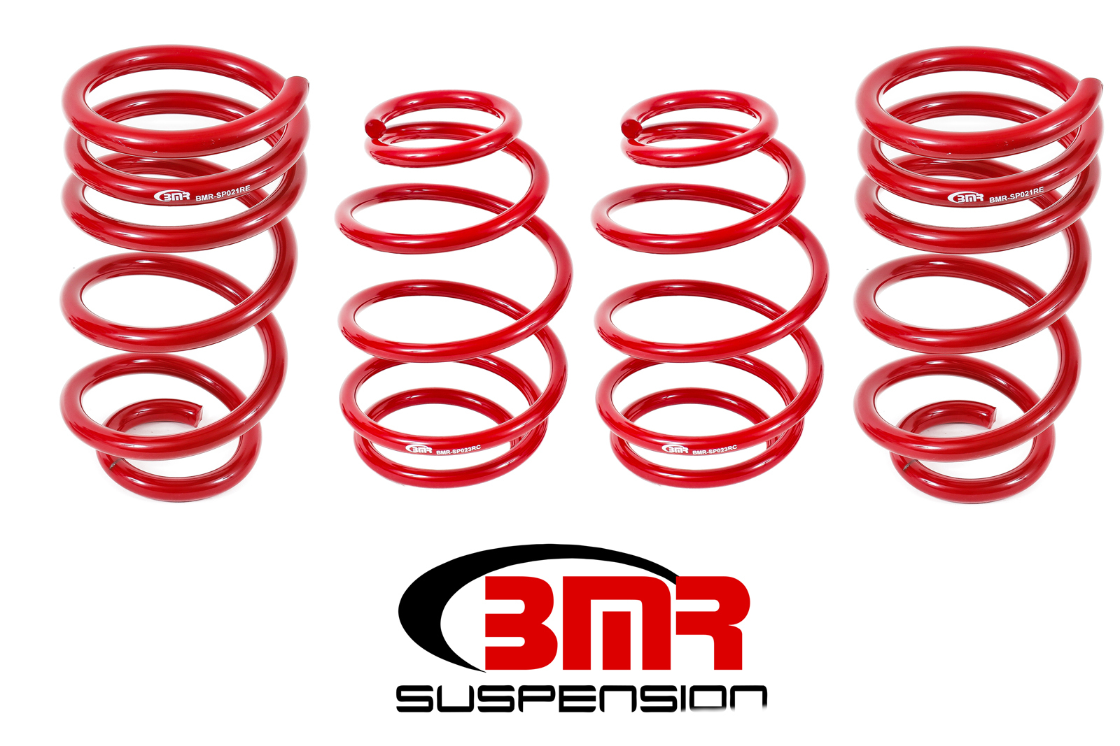 BMR Suspension Suspension Spring Kit, 1.4" Lowering Front/1" Lowering Rear, 4 Coil Springs, Red Powder Coat, Chevy Camaro 201