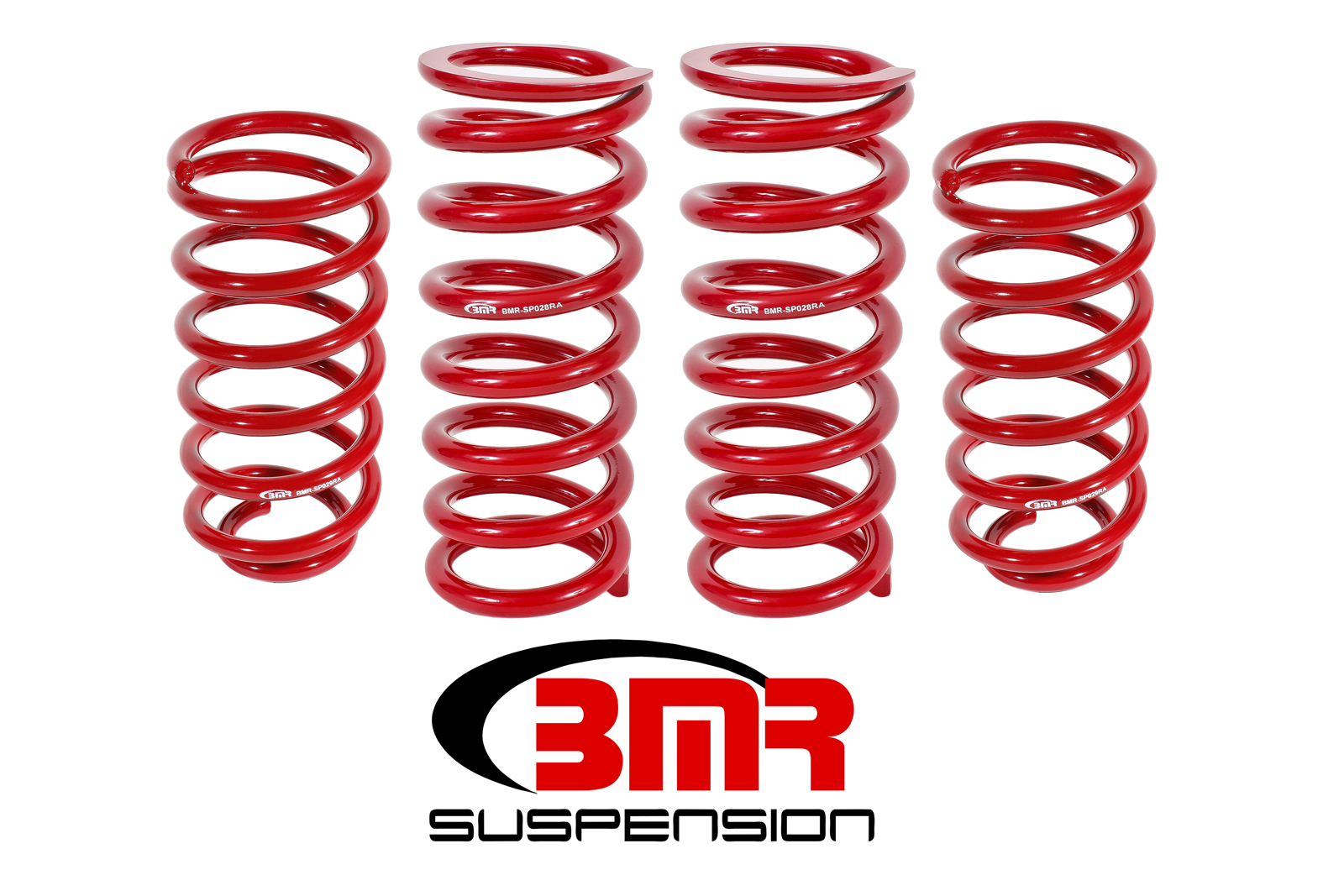 BMR Suspension Suspension Spring Kit, 1" Lowering, 4 Coil Springs, Red Powder Coat, Ford Mustang 1979-2004, Kit