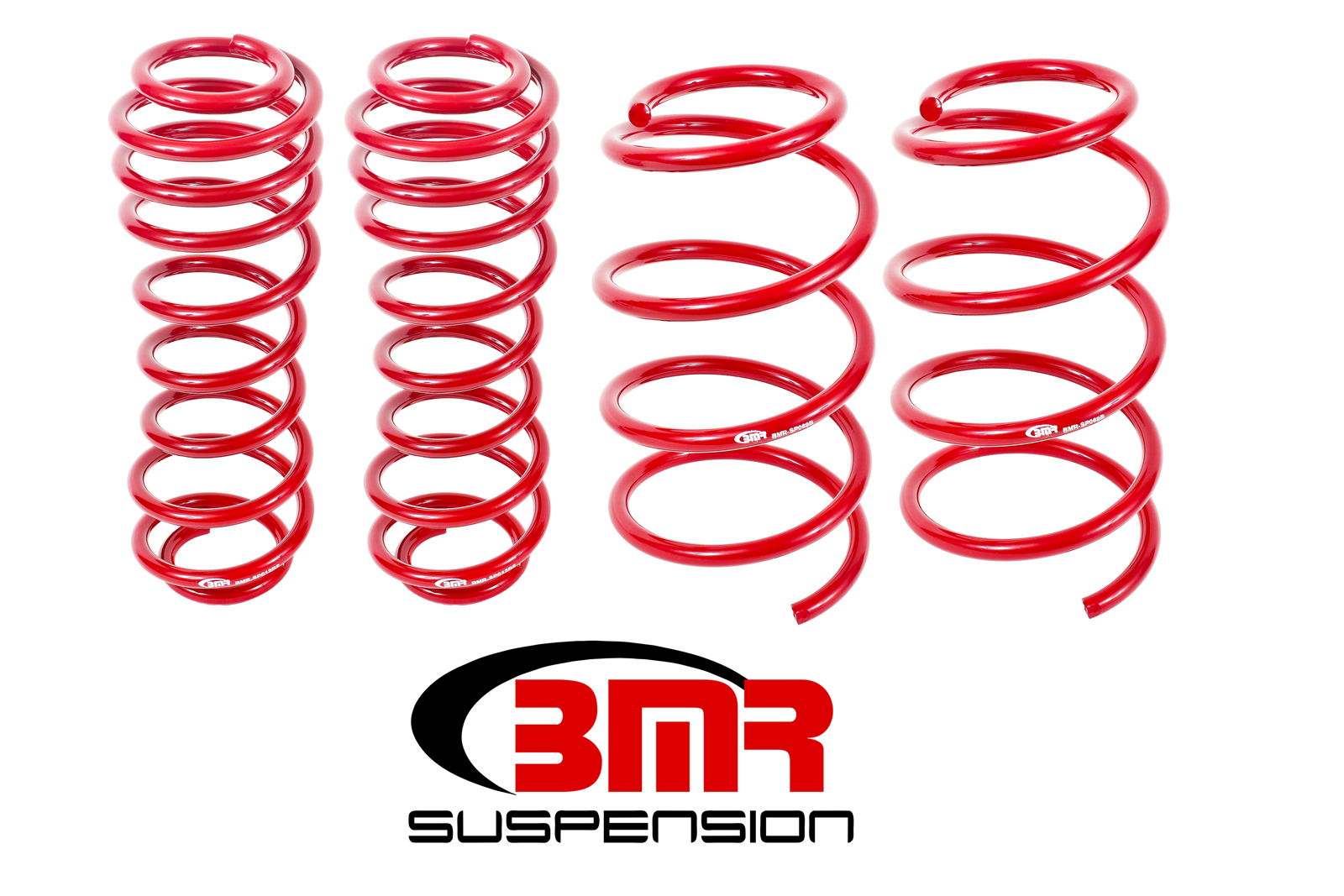 BMR Suspension Suspension Spring Kit, 1-1/2" Lowering, 4 Coil Springs, Red Powder Coat, Ford Mustang 2005-14, Kit