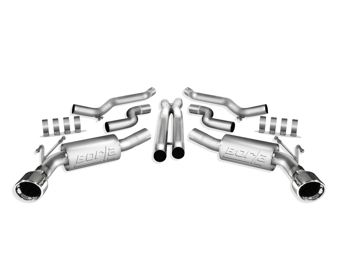 Borla Exhaust System, ATAK, Cat-Back, 2-1/2" Tailpipe, 4-1/2" Tips, Stainless, Natural, GM LS-Series, Chevy Camaro 2