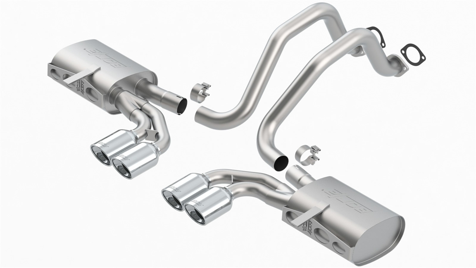 Borla Exhaust System, S-Type, Cat-Back, 2-1/2" Intermediate Pipe, 2" Tailpipe, Dual/Dual Tips, Stainless, Natural, C