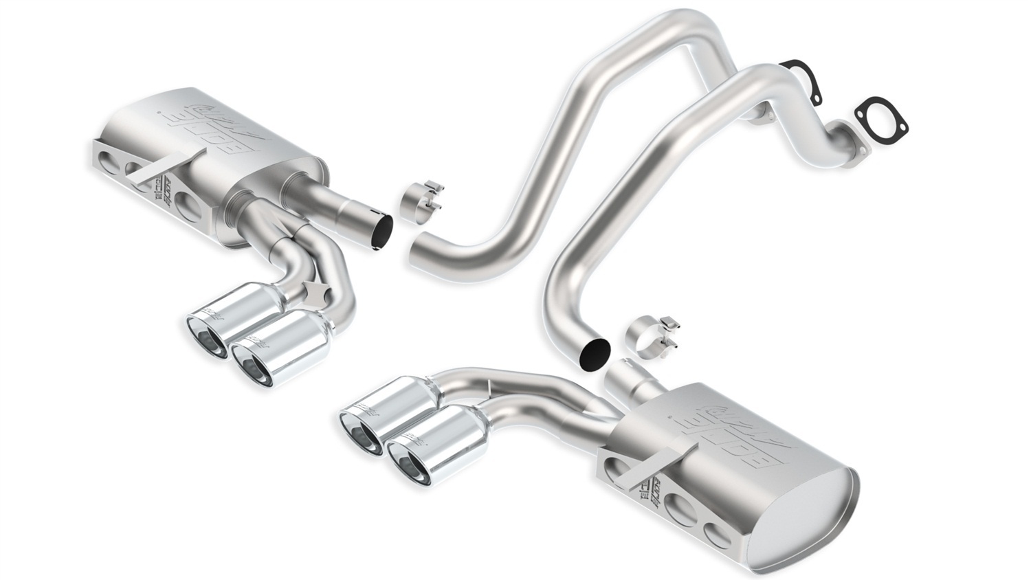 Borla Exhaust System, ATAK, Cat-Back, 2-1/2" Tailpipe, Dual/Dual Tips, Stainless, Natural, Chevy Corvette 1997-2004,