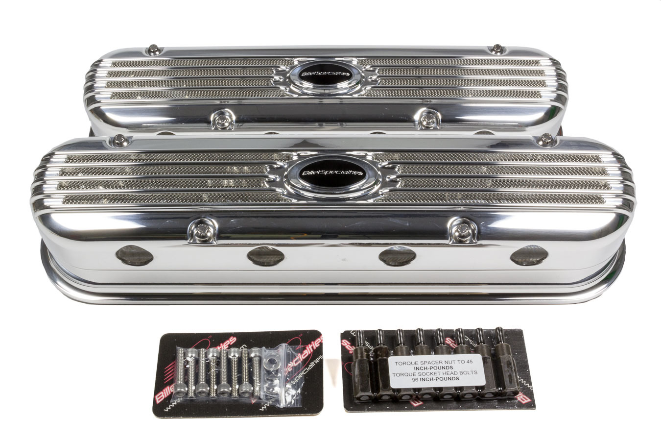 Valve Cover, Ribbed, Tall, Baffled, Grommets, Billet Aluminum, Polished, LS3, GM LS-Series, Pair