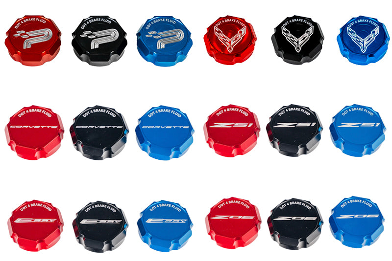 2020-27 C8 Corvette All Models Brake Fluid Cap Cover, Black, Blue, or Red
