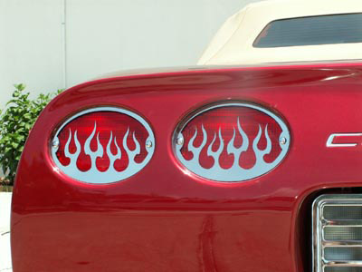 C5 Corvette 4pc Polished Flame Taillight Grilles