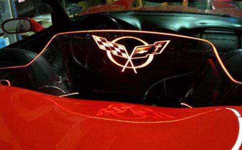 C5 Corvette Convertible Windrestrictor WindScreen - Etched and Illuminated C5 Logo