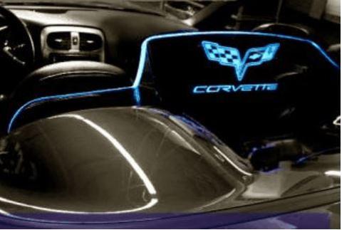C6 Corvette Convertible Wind Restrictor WindScreen,  Etched and Illuminated C6 Logo