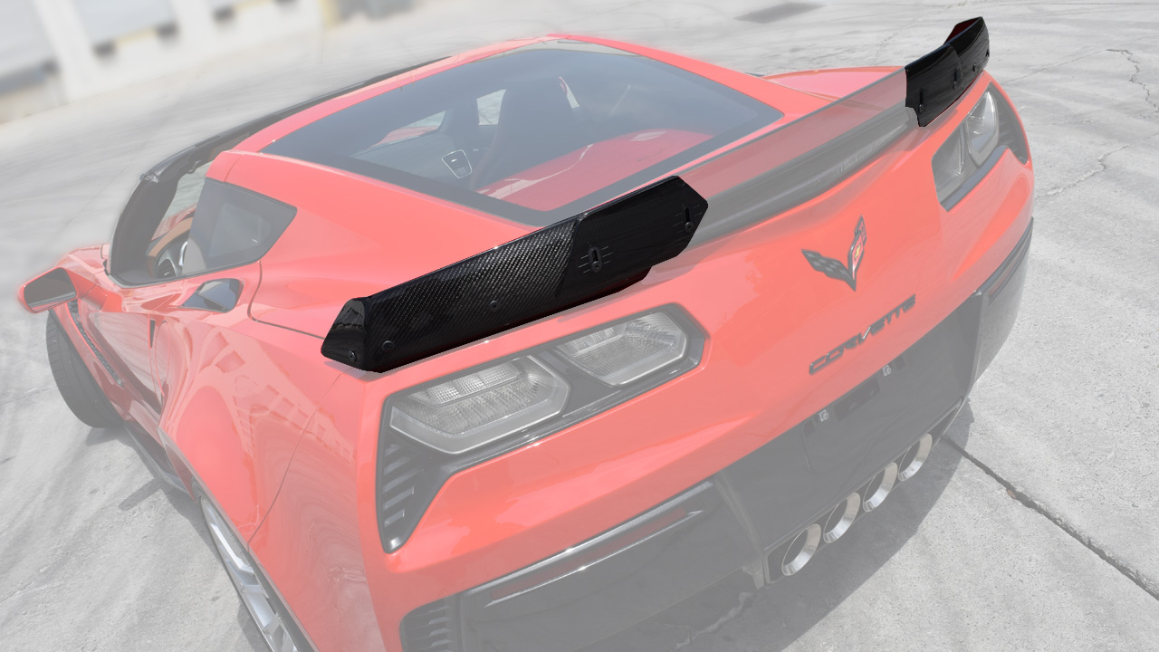 Stage-2 Side Extensions for Z06 rear spoiler,  Carbon Fiber