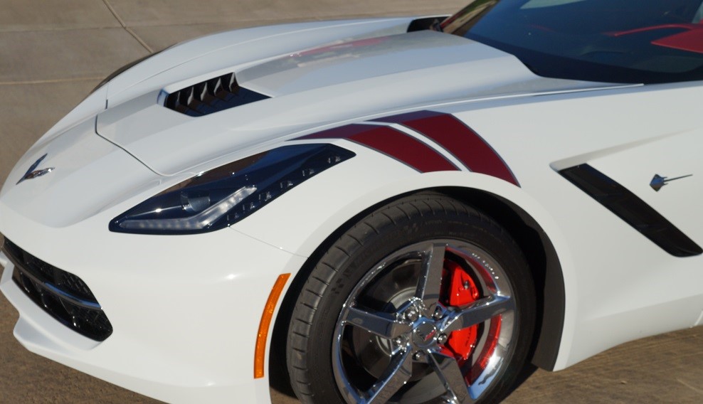 C7 Corvette Ron Fellows Style Fender Hash Mark Stripe, Rookie Stripes, Gran...