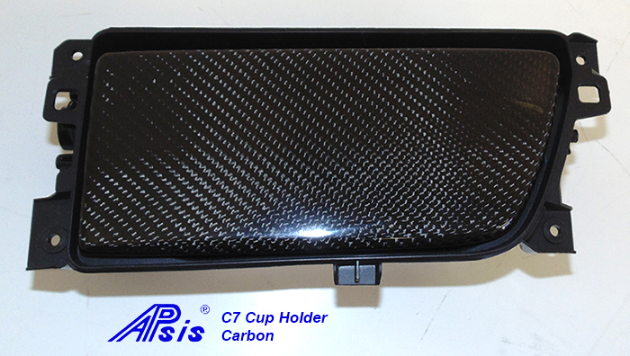 C7 Corvette 14-19 Laminated Carbon Fiber Cup Holder Cover, with Standard, Revers