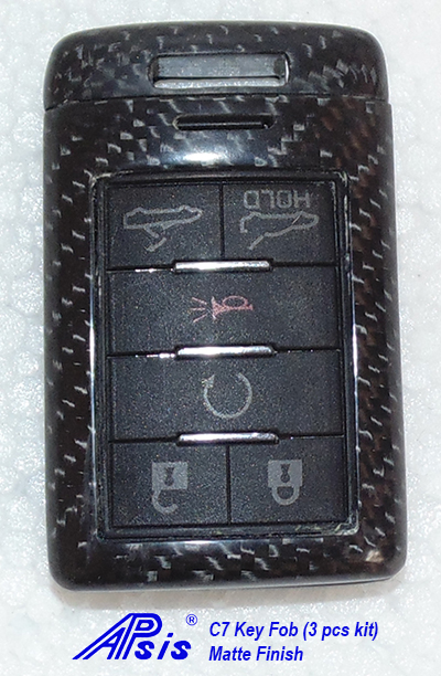 14-UP C7 Corvette Stingray, Carbon Fiber Key Fob 3 pc kit (Including Silver Key) Overlay