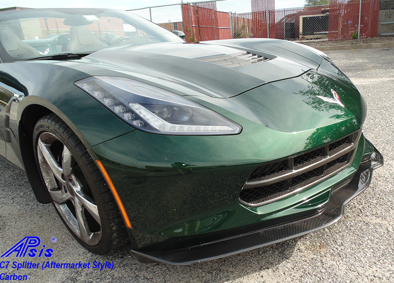 C7 Corvette 14-19 Aftermarket Style Front Splitter, Matte Carbon Fiber, Carbon Flash,and Fiberglass