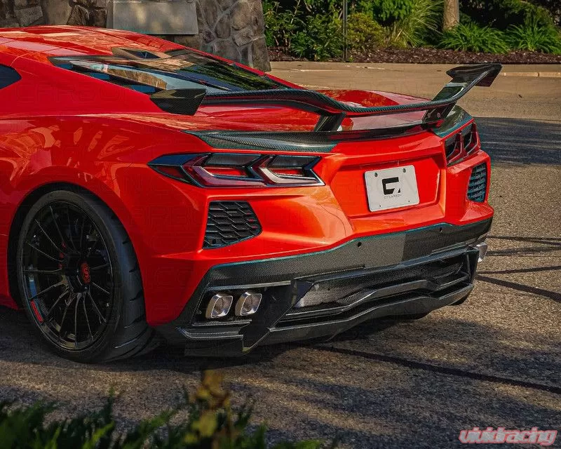 C7 Carbon Z06 Style Chassis Mounted Rear Wing With Duckbill Composite Unpainted Chevrolet Corvette C8 Stingray, Z51 2020-2024